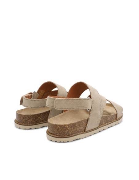 Sandalias Santana99 beige de piel serraje con suela bio ligera