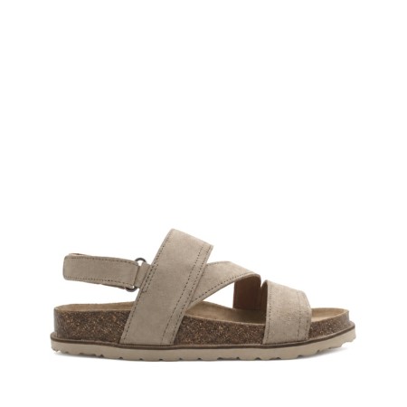 Vista lateral de sandalias bio hombre beige Santana99 Made in Spain