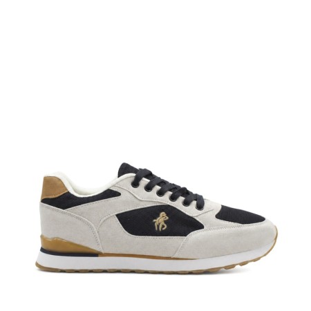 zapatillas hombre estilo urbano gris y azul marino vista lateral
