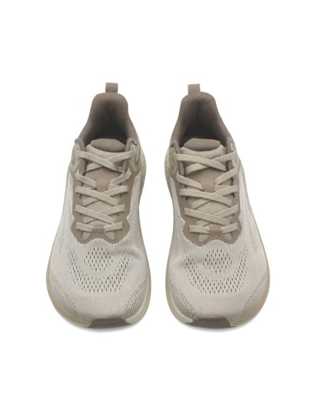 zapatillas hombre pies anchos taupe vista frontal