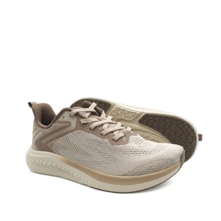 zapatillas hombre pies anchos taupe perfil lateral