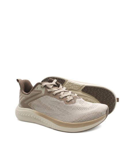 zapatillas hombre pies anchos taupe perfil lateral