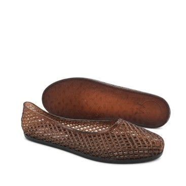 cangrejera goma mujer marrón diseño trenzado