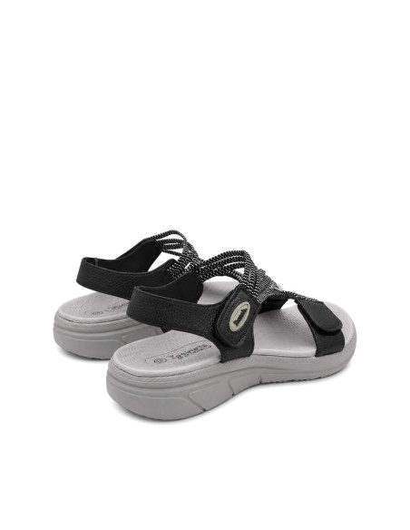 sandalia deportiva mujer negra vista trasera con doble velcro
