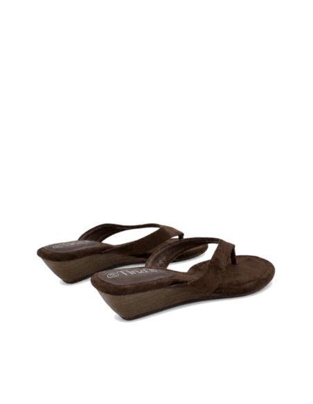 sandalia de dedo color marrón casual mujer