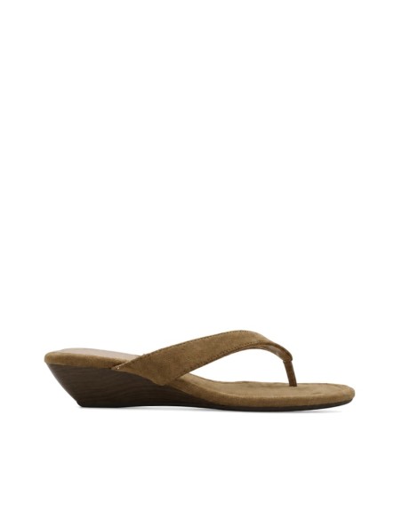 sandalia de dedo taupe con cuña para mujer