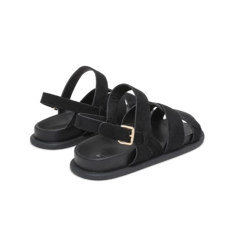 Sandalia hombre negra cómoda con suela de goma flexible