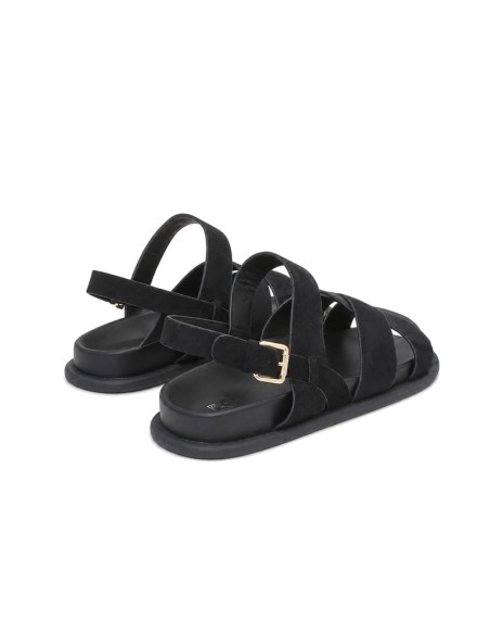 Sandalia hombre negra cómoda con suela de goma flexible