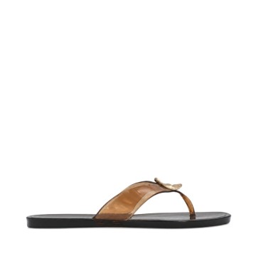 Chancla de goma marrón para mujer estilo verano.