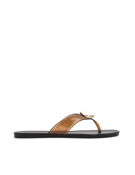 Chancla de goma marrón para mujer estilo verano.