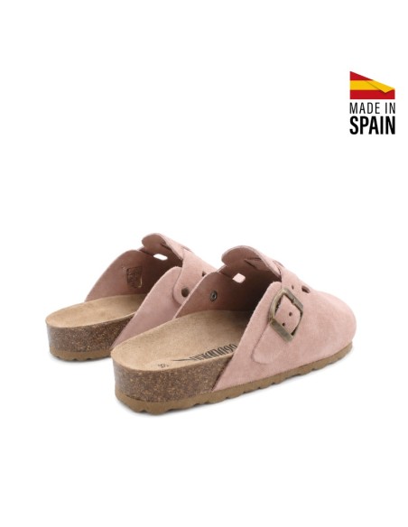 Zueco bio mujer color rosa empolvado con hebilla lateral