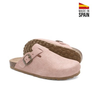 Zueco anatómico rosa mujer con plantilla de corcho
