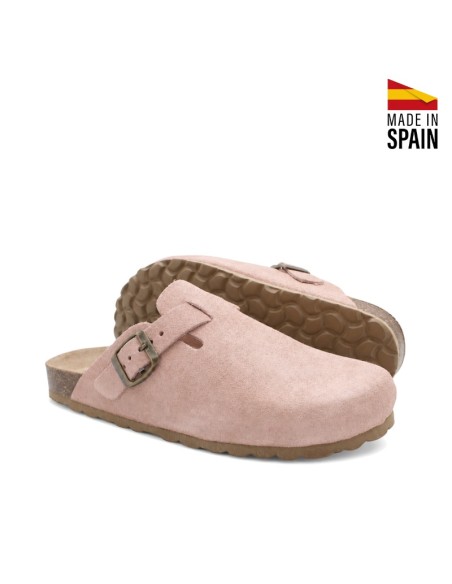 Zueco anatómico rosa mujer con plantilla de corcho