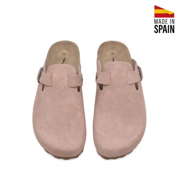 Zueco serraje rosa mujer talla grande hasta la 44
