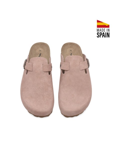Zueco serraje rosa mujer talla grande hasta la 44