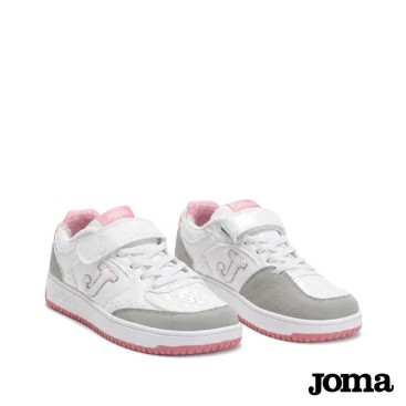 Zapatillas niña blancas con detalle glitter rosa