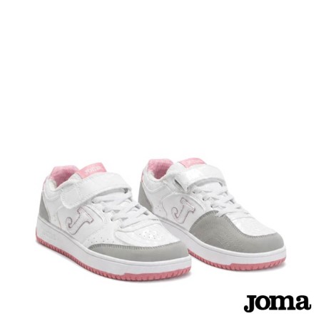 Zapatillas niña blancas con detalle glitter rosa