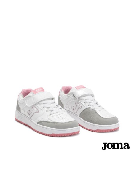 Zapatillas niña blancas con detalle glitter rosa