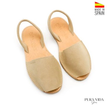 menorquinas piel serraje taupe pura vida