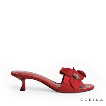 Sandalias tacón bajo rojas Corina mujer