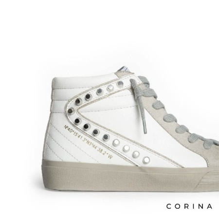 Zapatilla alta mujer con tachuelas plateadas