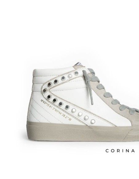 Zapatilla alta mujer con tachuelas plateadas