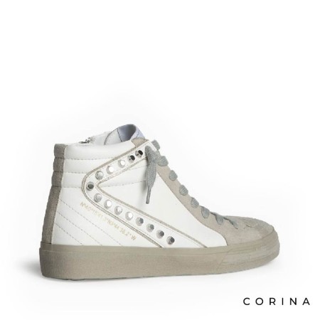 Zapatilla alta blanca Corina con detalles grises