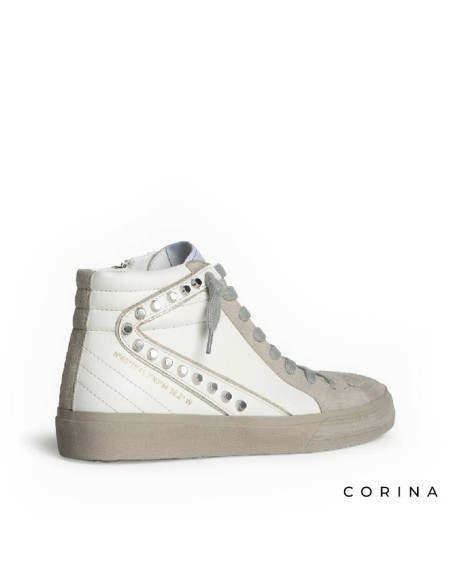 Zapatilla alta blanca Corina con detalles grises