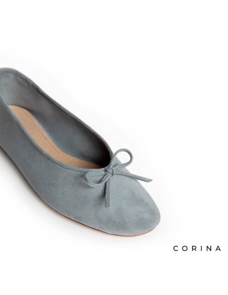 Zapato plano mujer azul claro Corina de antelina