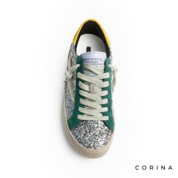 Deportivas Corina con purpurina y detalles verdes
