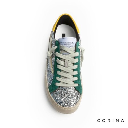 Sneaker Corina glitter plata mujer