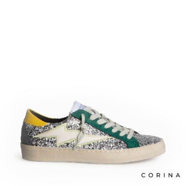 Zapatillas rayo purpurina mujer Corina plateadas