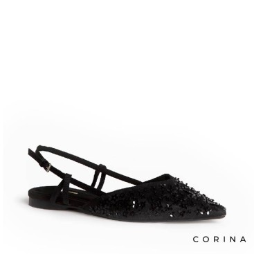 Zapatos planos negros de fiesta Corina con lentejuelas