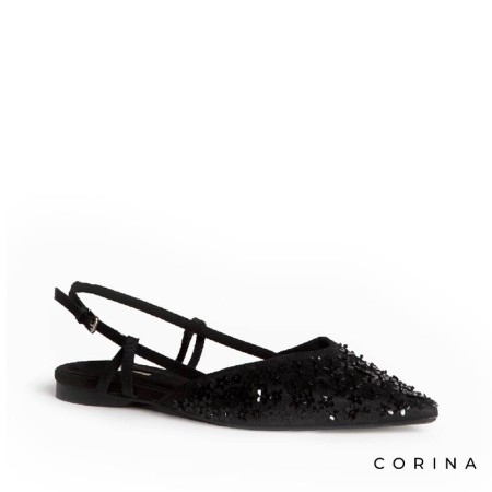 Zapatos planos negros de fiesta Corina con lentejuelas