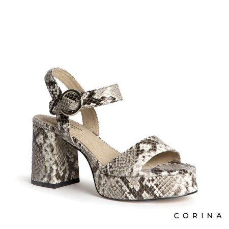 Sandalias de plataforma efecto serpiente con hebilla circular