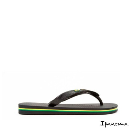 Perfil lateral de chanclas Ipanema niño negras modelo Class Brasil II Kids 21138