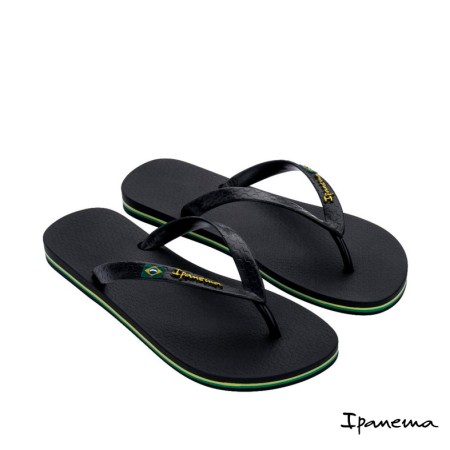 Chanclas Ipanema niño negras de goma con detalle bandera de Brasil