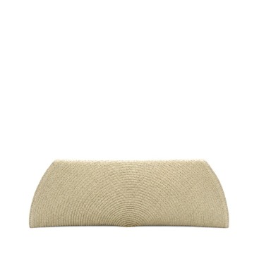 Bolso de fiesta beige alargado tipo clutch