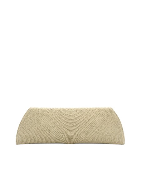 Bolso de fiesta beige alargado tipo clutch
