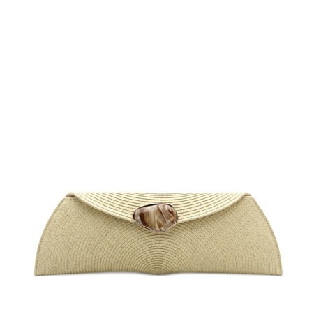 Bolso clutch rafia beige