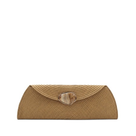 Bolso clutch rafia camel