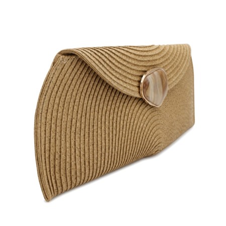 Bolso de fiesta camel con cierre de clip