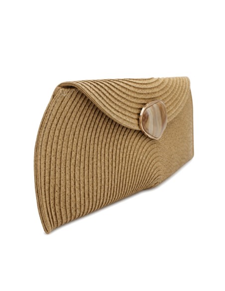 Bolso de fiesta camel con cierre de clip