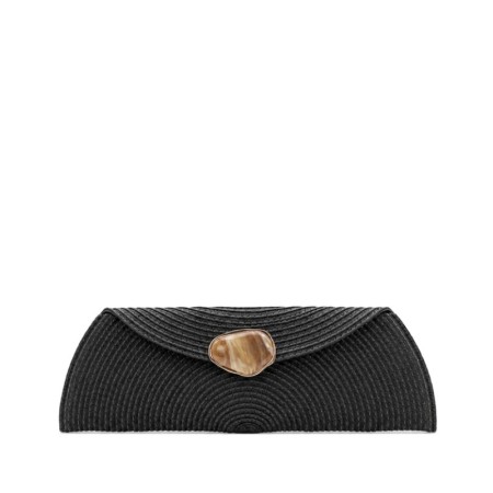Bolso clutch rafia negro