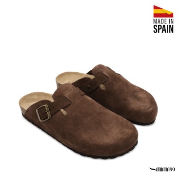 Zuecos hombre de piel con suela bio de corcho