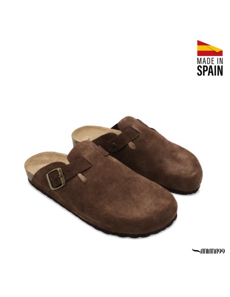 Zuecos hombre de piel con suela bio de corcho
