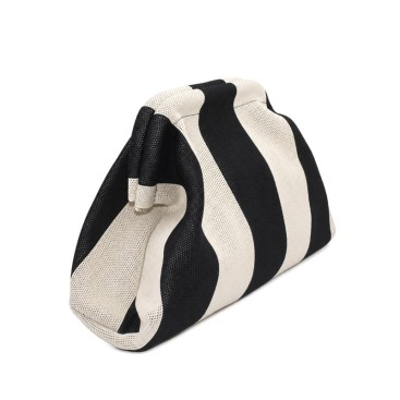Clutch textil de rayas beige y negro para verano