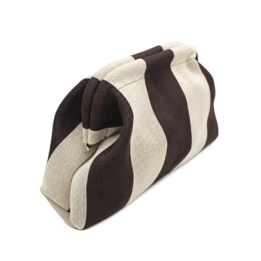 Clutch textil de rayas marrón y beige para verano