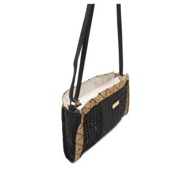 Bolso de rafia negro para looks de verano