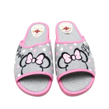 Zapatillas de estar por casa verano mujer gris y rosa destalonadas
